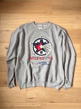 Hanes NFL Grey Crewneck Sweatshirt with Red & Navy Toronto Logo